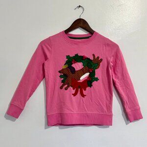 Boden Pink Christmas Wreath Dog Sweatshirt